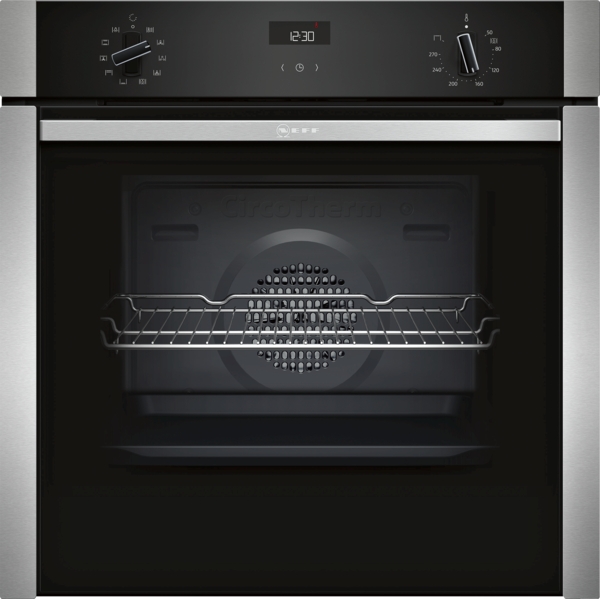 N50 NEFF SINGLE SLIDE & HIDE OVEN BLACK WITH STEEL TRIM