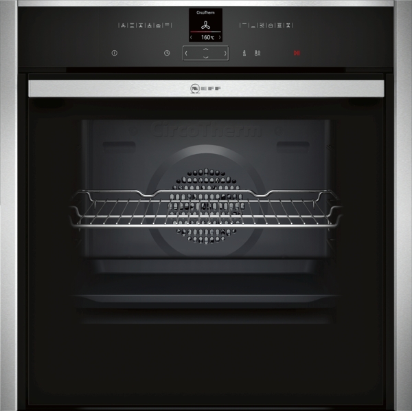 N70 NEFF SINGLE SLIDE & HIDE OVEN BLACK WITH STEEL TRIM