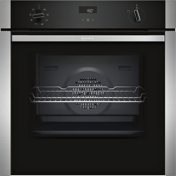 N50 NEFF SINGLE SLIDE & HIDE OVEN BLACK WITH STEEL TRIM