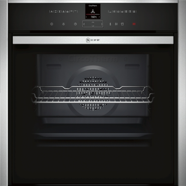 N70 NEFF SINGLE SLIDE & HIDE PYROLYTIC VARIO STEAM OVEN BLACK WITH STEEL TRIM