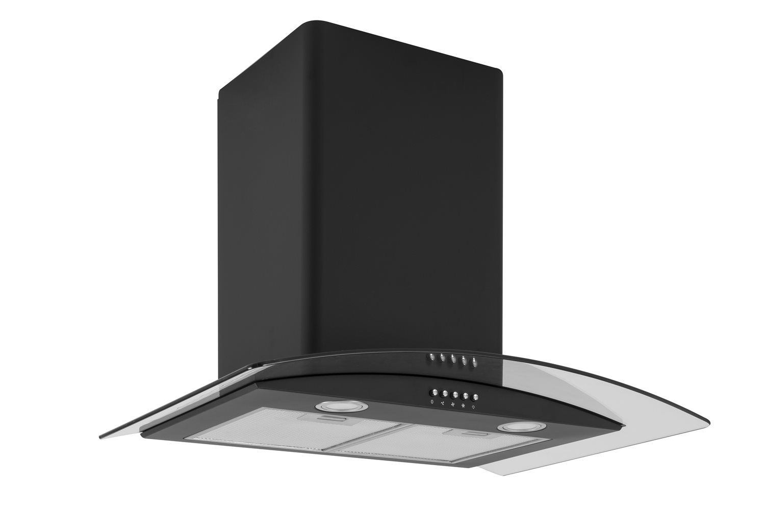 CAPLE 70CM CURVED GLASS HOOD BLACK