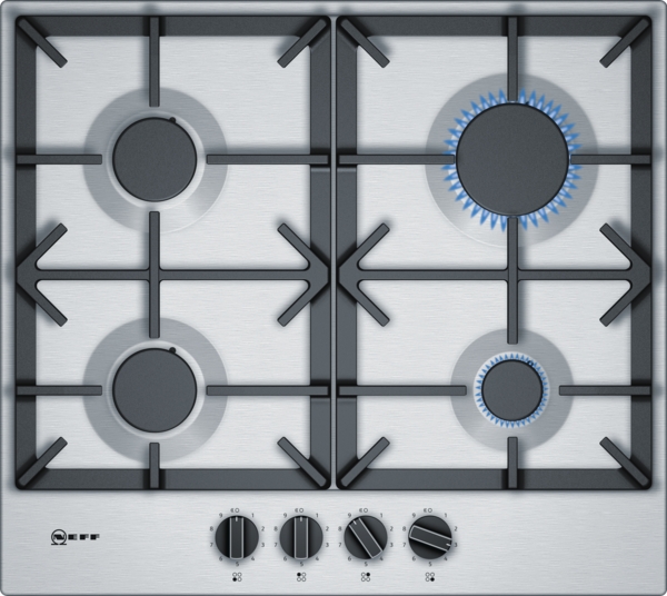 N70 NEFF 60CM 4 BURNER GAS HOB S/S XAST IRON PAN SUPPORTS