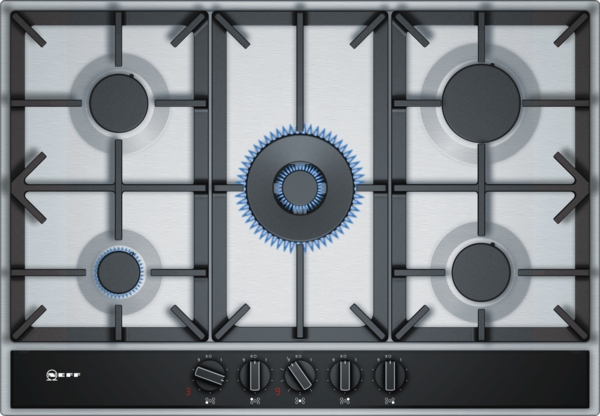 NEFF 75CM GAS HOB 5 BURNERS CAST IRON SUPPORTS