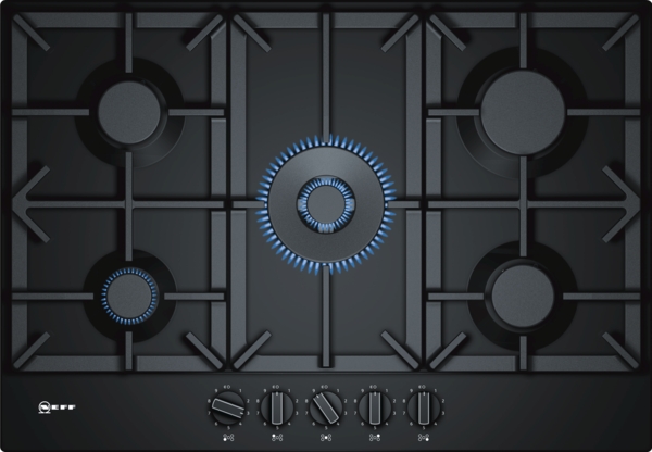 N70 NEFF 75CM 5 BURNER GAS HOB BLACK CAST IRON PAN SUPPORTS