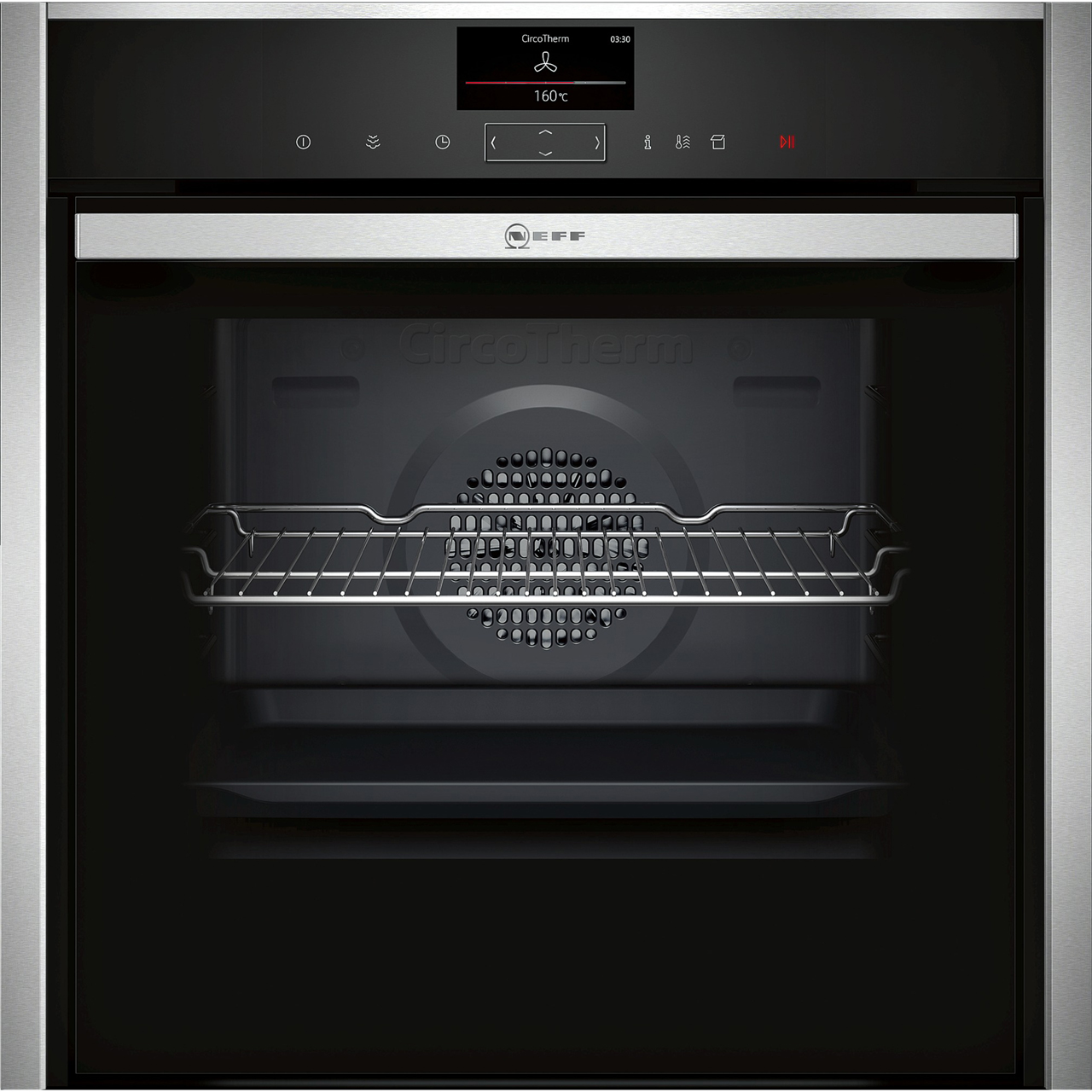 N90 NEFF SLIDE & HIDE SINGLE OVEN BLACK WITH STEEL TRIM WITH HOME CONNECT