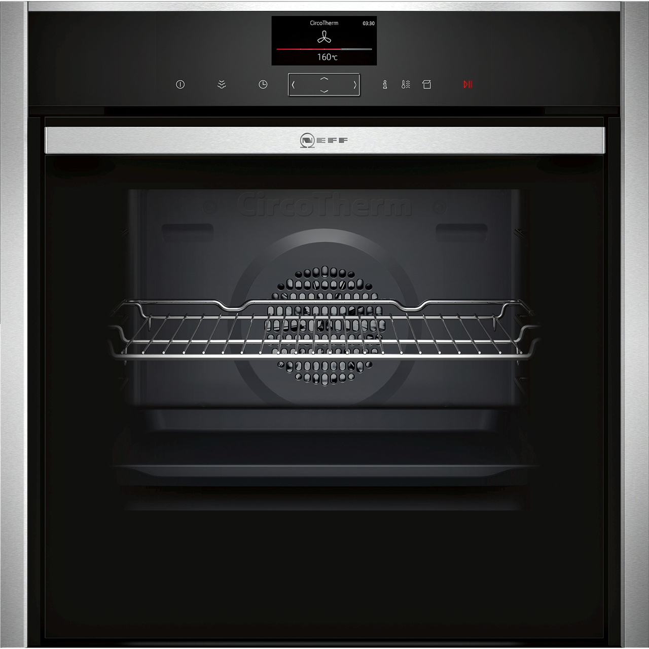 N90 NEFF SLIDE & HIDE SINGLE  OVEN BLACK WITH STEEL TRIM WITH HOME CONNECT