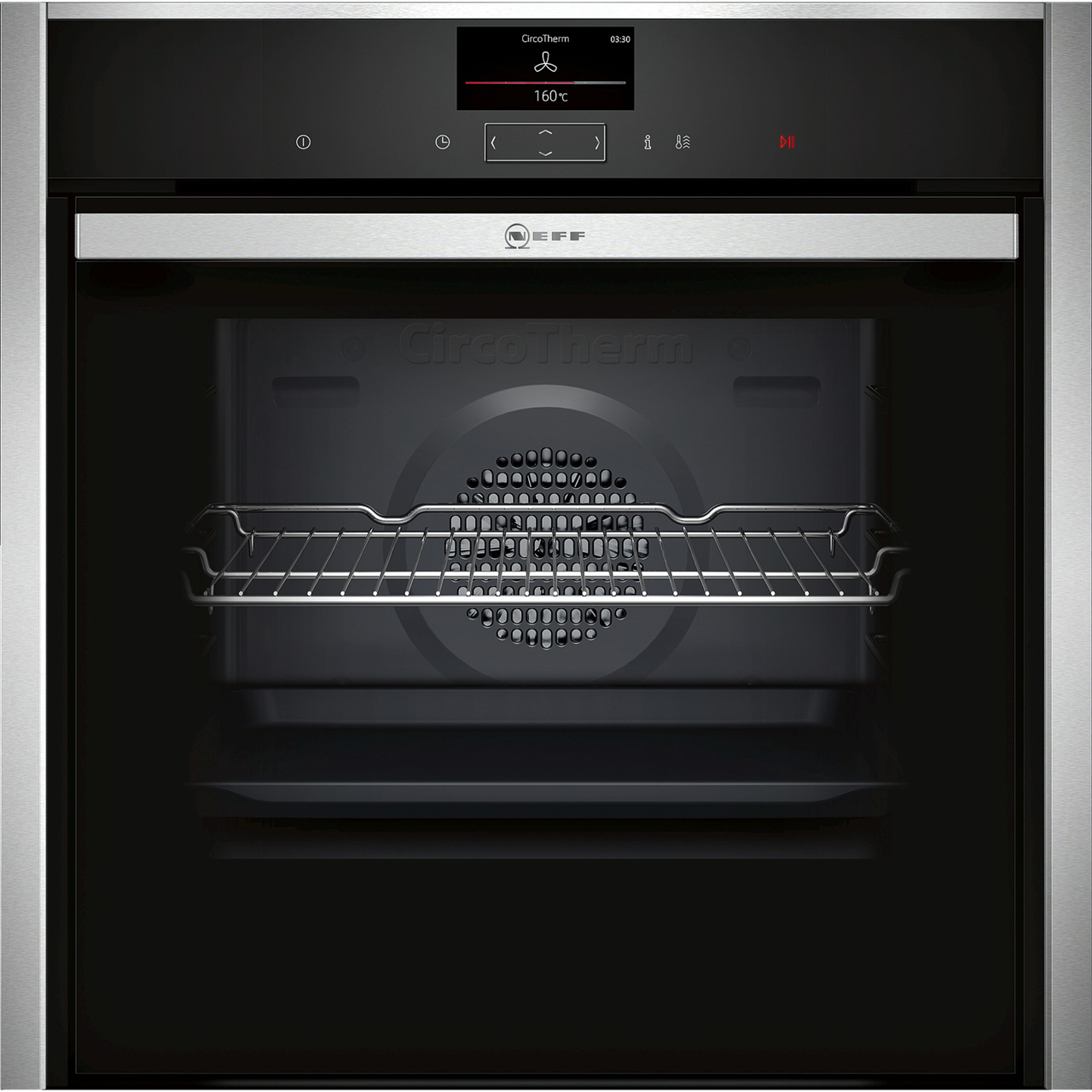 N90NEFF SINGLE SLIDE & HIDE PYROLYTIC OVEN BLACK WITH STEEL TRIM HOME CONNECT
