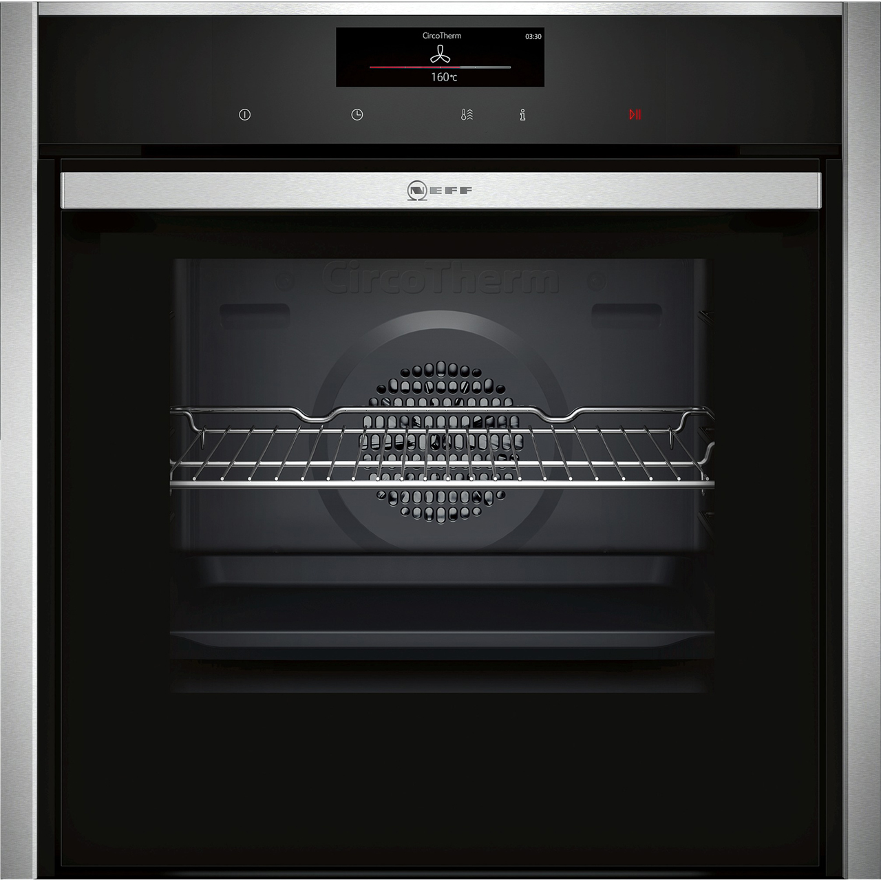 N90 NEFF SLIDE & HIDE PYROLYTIC OVEN BLACK WITH STEEL TRIM