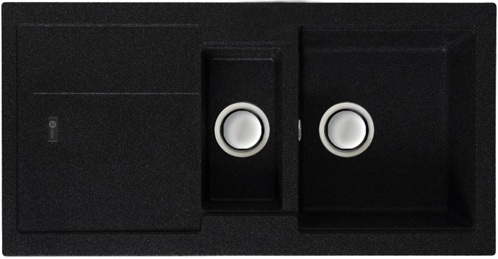CARRON BALI 150 BOWL & HALF GRANITE SINK - JET BLACK