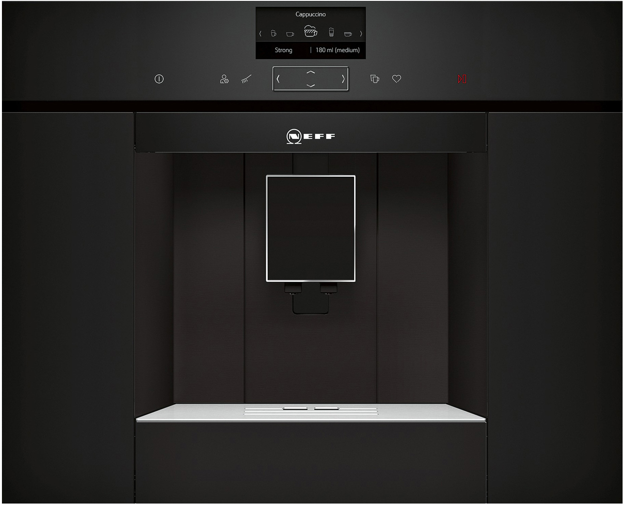 N70/90 NEFF COMPACT 45CM COFFEE MACHINE BLACK WITH STEEL TRIM