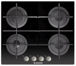 HOOVER 60CM GAS ON GLASS HOB WITH CAST IRON PAN STANDS