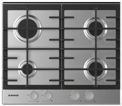HOOVER 60CM GAS HOB WITH CAST IRON PAN STANDS S/S