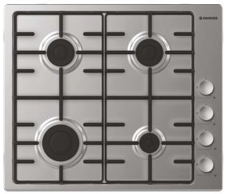 HOOVER 60CM GAS HOB WITH ENAMEL PAN STANDS S/S