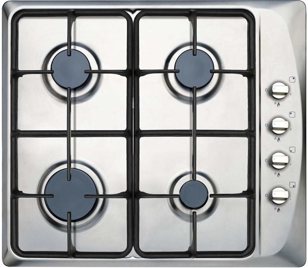 PRIMA60CM GAS HOB ST/ST CAST IRON PAN STANDS