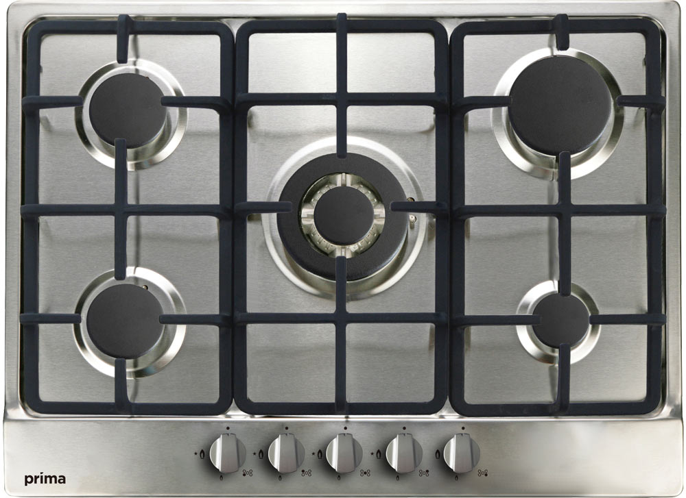 PRIMA 70CM GAS HOB CAST IRON PAN STANDS S/S
