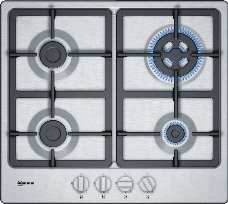N50 NEFF 60CM GAS HOB S/S CAST IRON PAN SUPPORTS