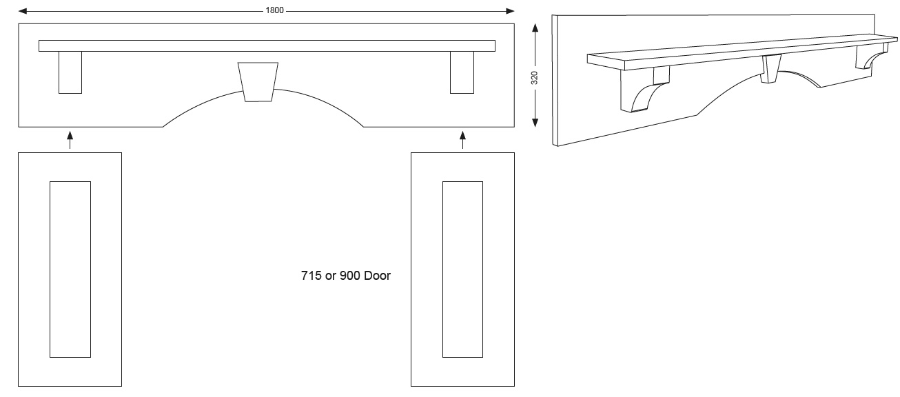 KEYSTONE OVERMANTLE KIT 1800MM WIDE