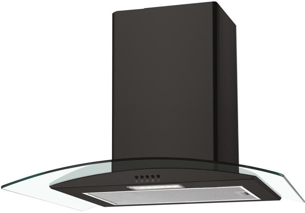 CANDY 60CM CURVED GLASS HOOD BLACK INC CARBON FILTER