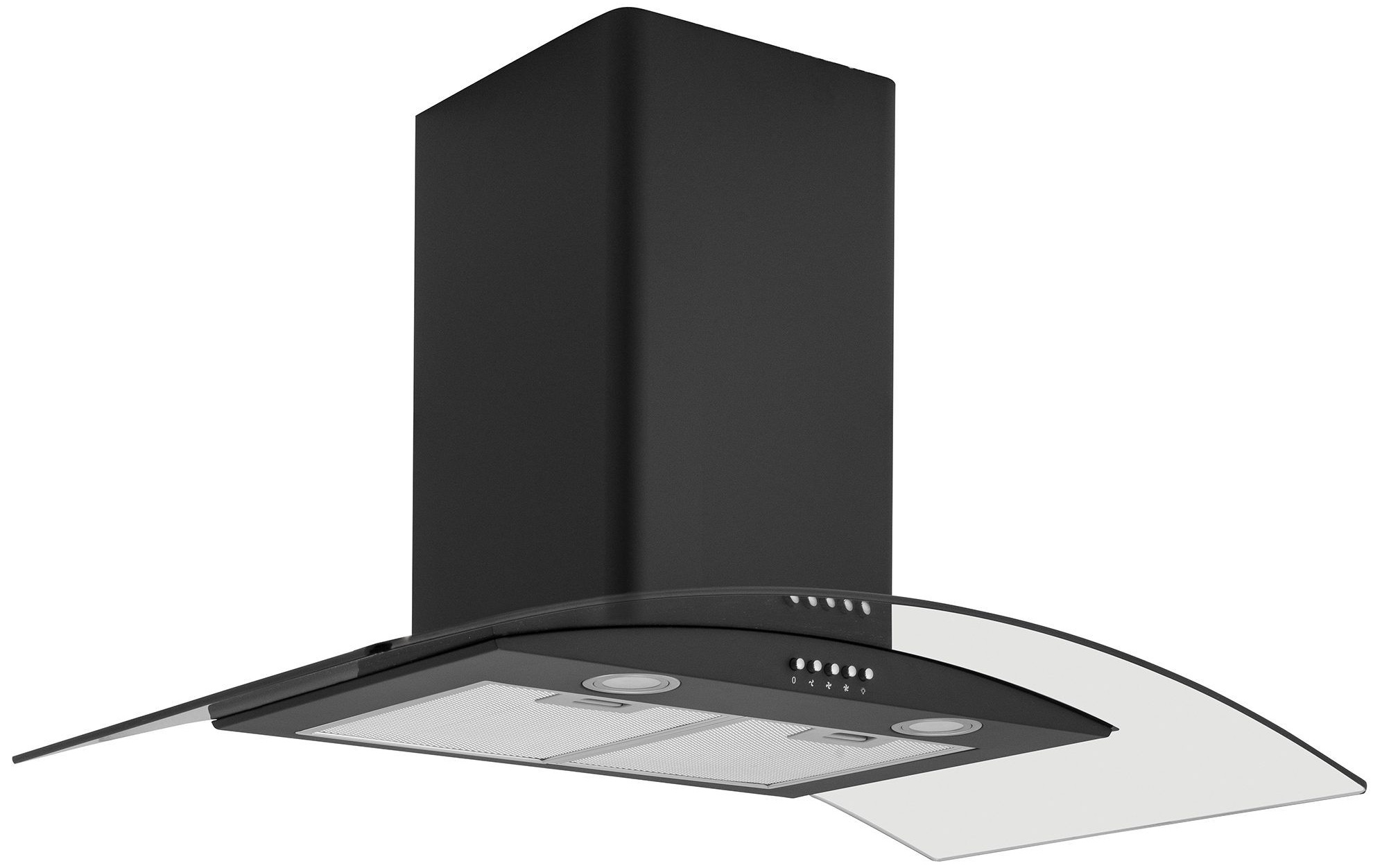 CAPLE 900CM CURVED GLASS HOOD BLACK