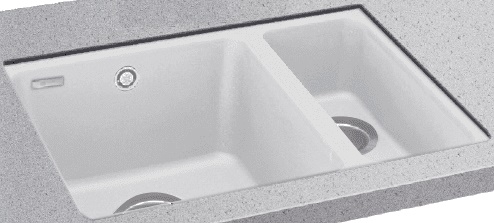 CARRON FIJI 150 BOWL & HALF UNDERMOUNT GRANITE SINK - POLAR WHITE