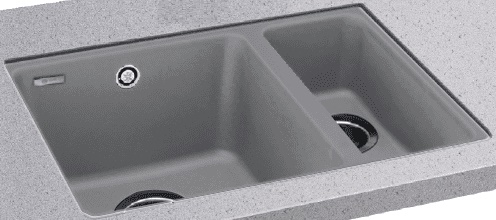 CARRON FIJI 150 BOWL & HALF UNDERMOUNT GRANITE SINK - STONE GREY