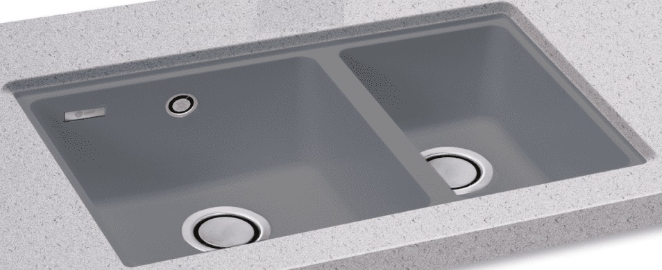 CARRON FIJI 150 BOWL & HALF UNDERMOUNT GRANITE SINK - STONE GREY