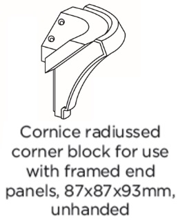 CORNICE RADIUSSED CORNER BLOCK USE WITH FRAME ENDS