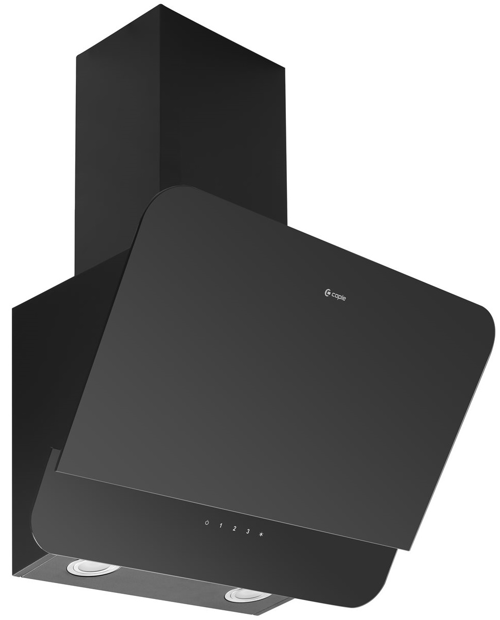 CAPLE BLACK GLASS CHIMNEY HOOD 600MM