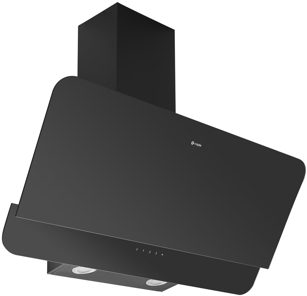 CAPLE OMNIS BLACK GLASS CHIMNEY HOOD 900MM