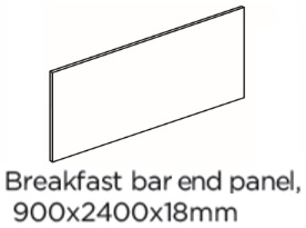 BREAKFAST BAR END PANEL 900X2400X18MM PLAIN