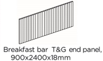 BREAKFAST BAR END PANEL 900X2400X18MM T&G