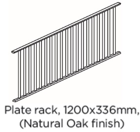PLATE RACK 1200X336X20 OAK FINISH