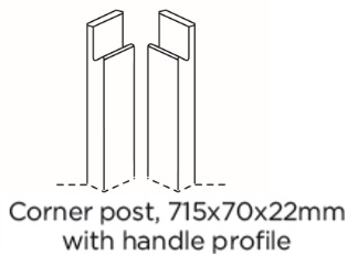 CORNER POST 715X70X22MM WITH HANDLE PROFILE