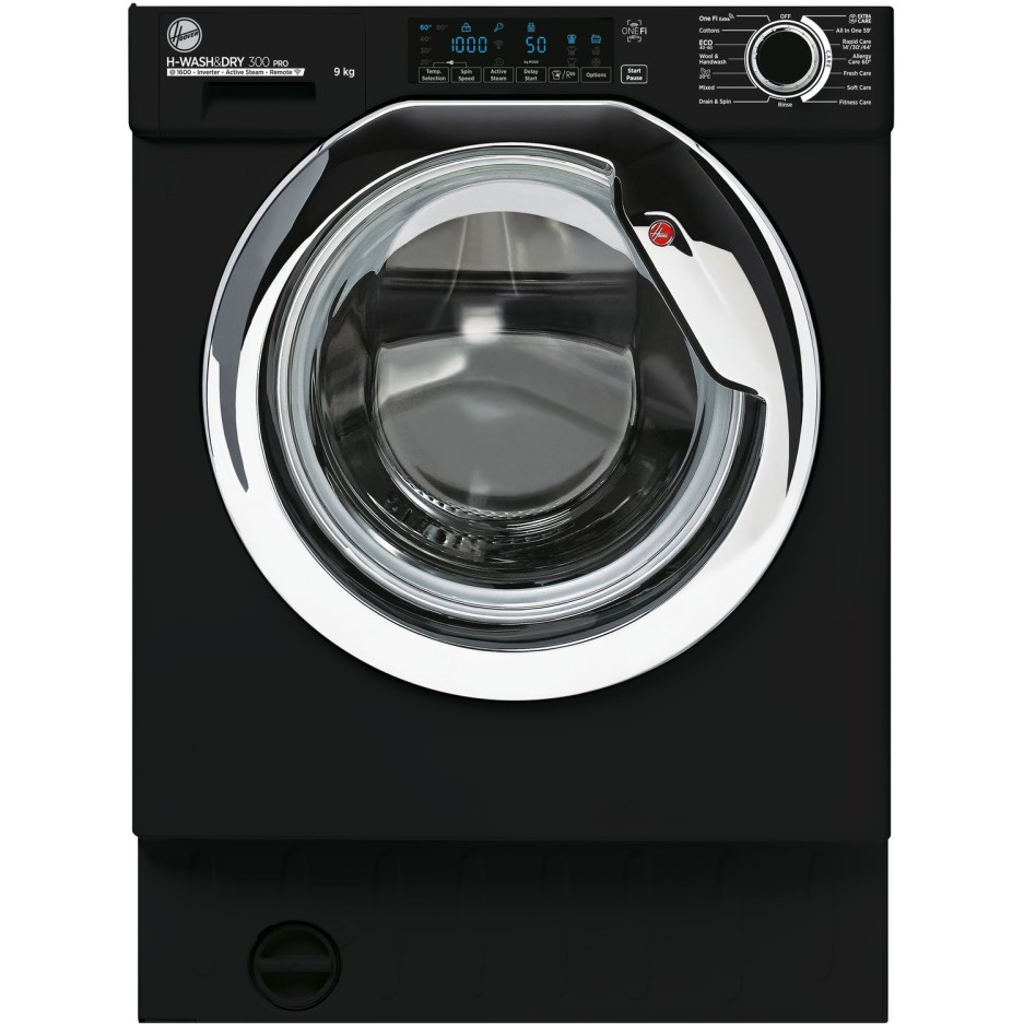 HOOVER INTEGRATED 9KG WASHING MACHINE BLACK CHROME